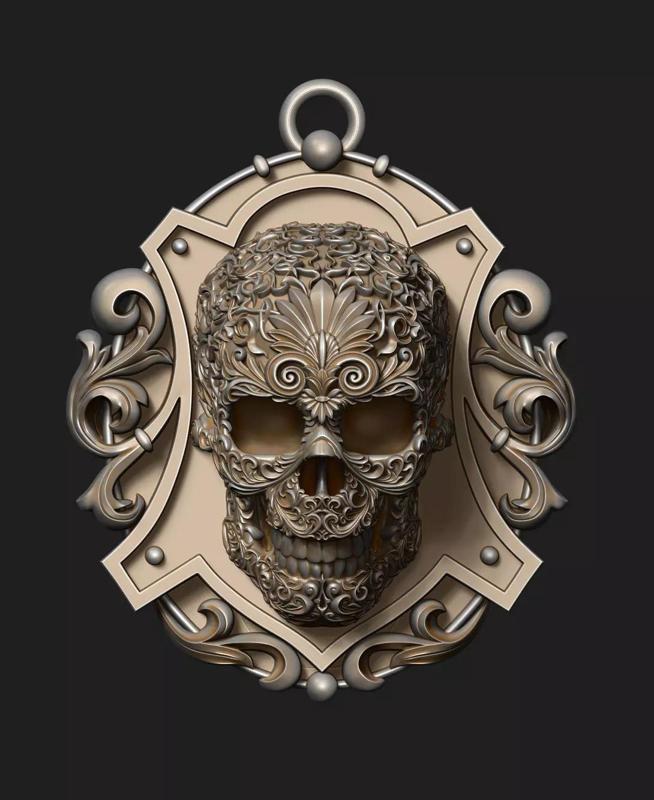 Skull ornament pedant and skull bas-relief