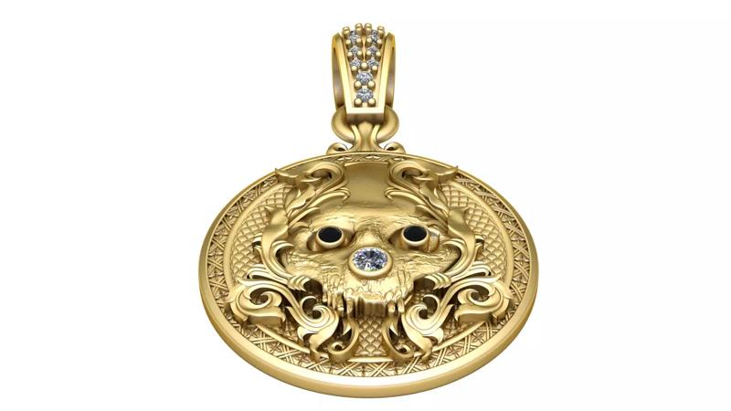 SKULL FACE DIAMOND PENDANT 3D PRINTABLE MODEL