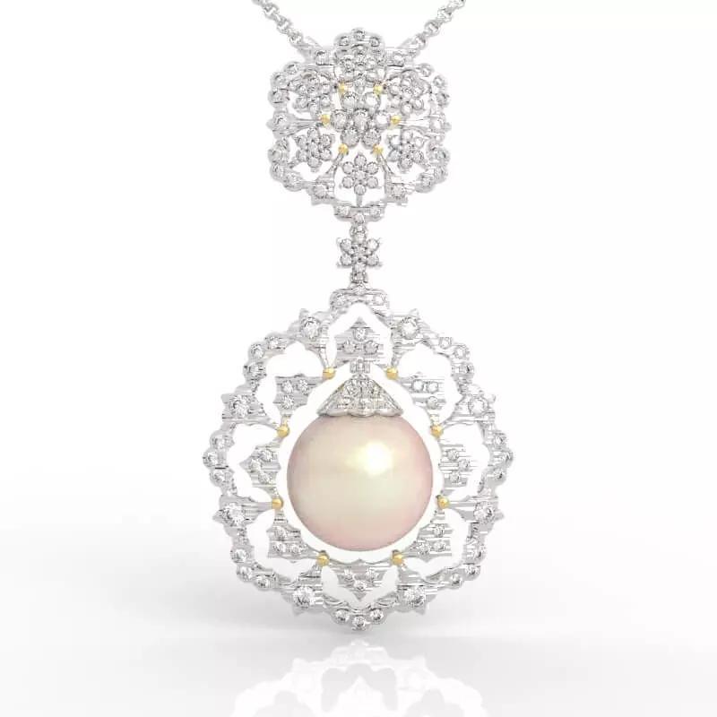 Elite Victorian Style Filigree Pearl Pendant