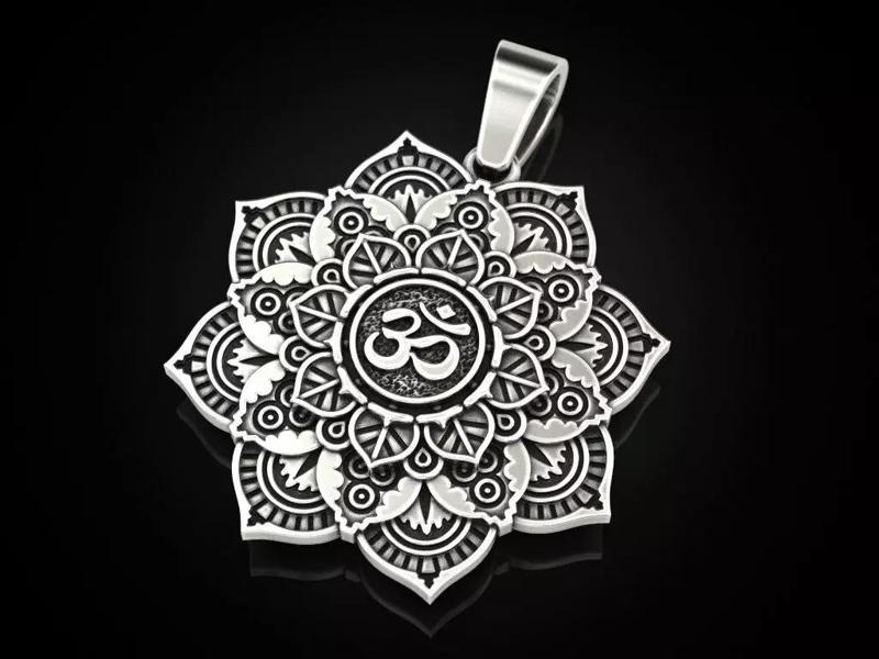 Pendant Mandala of Tibet omkara in Devanagari