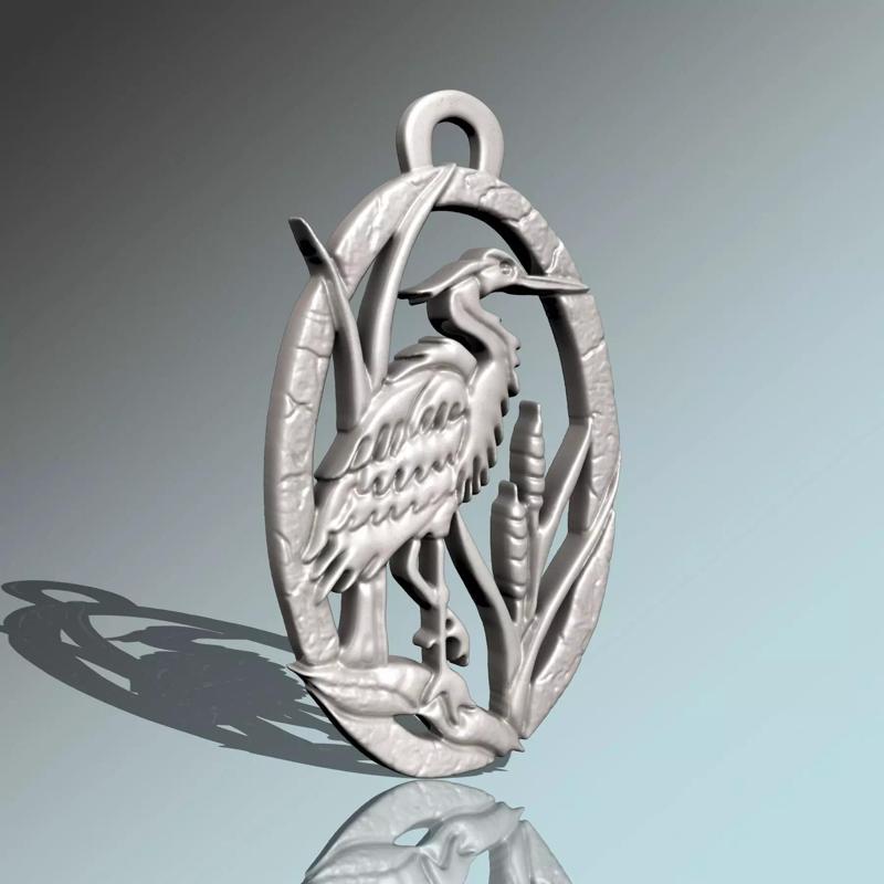 EGRET BIRD PENDANT M05