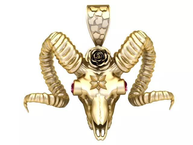 GOAD HEAD SKULL PENDANT 3D PRINTABLE MODEL