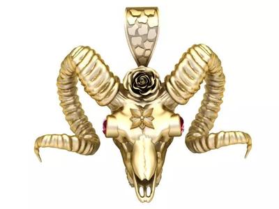 GOAD HEAD SKULL PENDANT 3D PRINTABLE MODEL