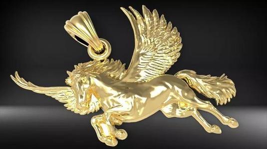 Pegasus golden horse with wings  Pendant
