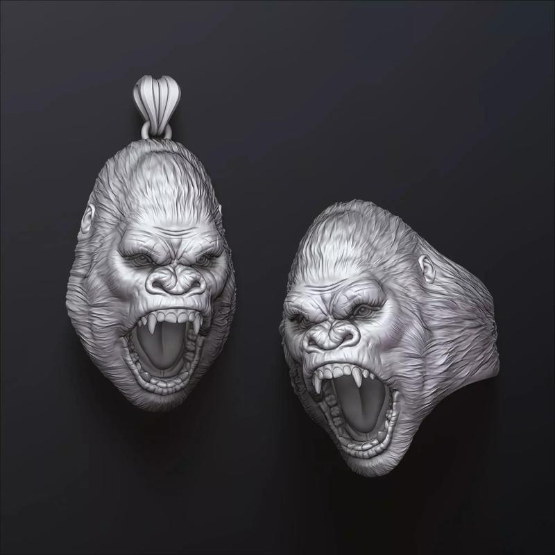 Gorilla Head Pendant Ring Collection