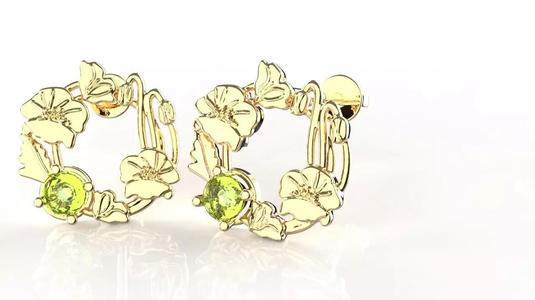 Birthflower Circle Stud Earring August