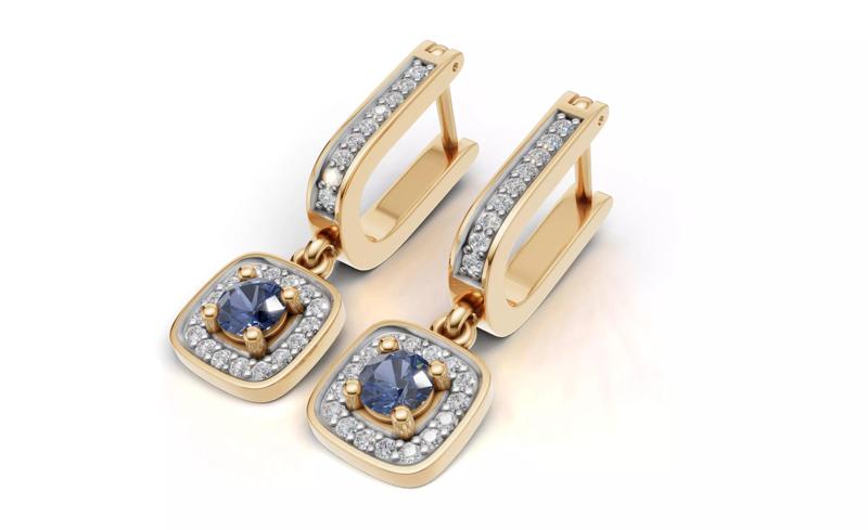 AV 705 Diamond Ladies Halo Style Dangling Earrings