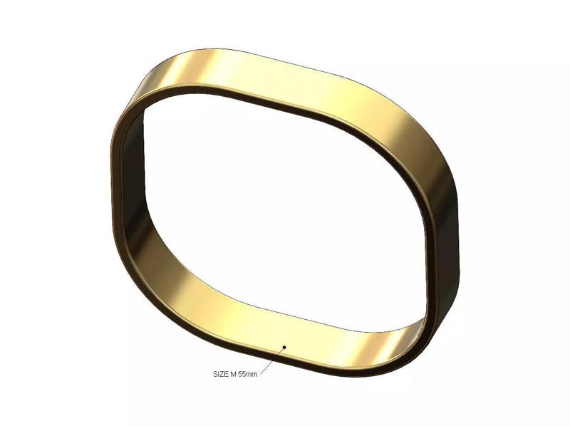 Square flat cross section bangle bracelet size M 55mm