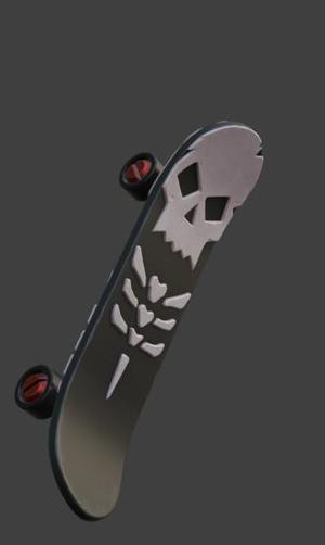 Skeleton Skateboard Deck with Skull Graphic - 3D Print Model