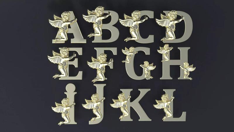Alphabet stud-earrings 3D print or CNC model