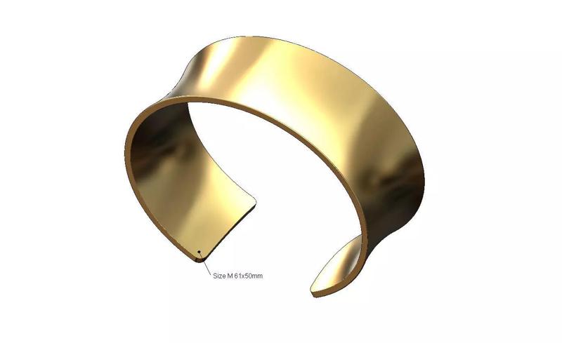 Wide concave cuff bracelet size M