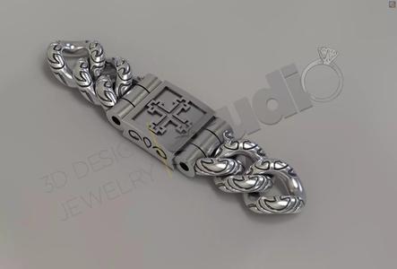 vintage chain link bracelet and box clasp 3d model