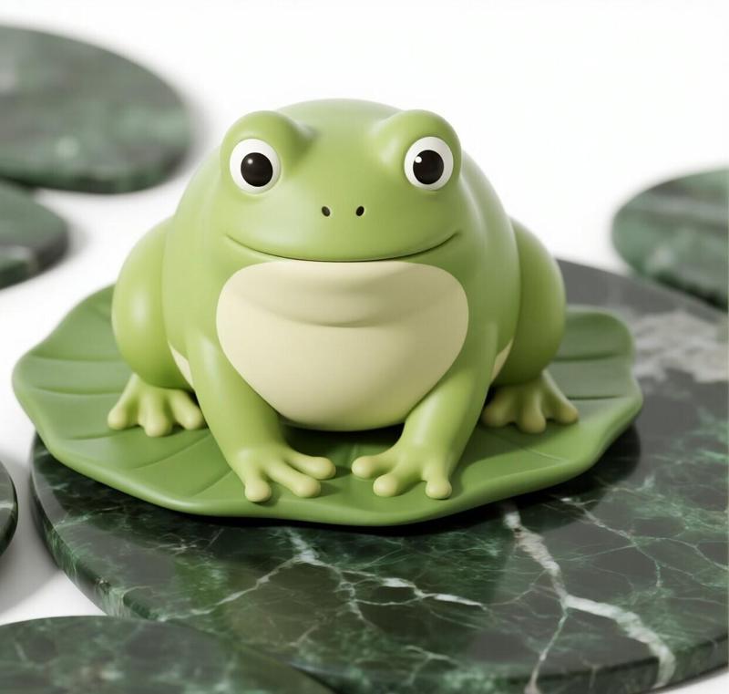 Happy Cartoon Frog on a Lily Pad