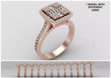 Pack of Emerald baguette rings 48-MWC