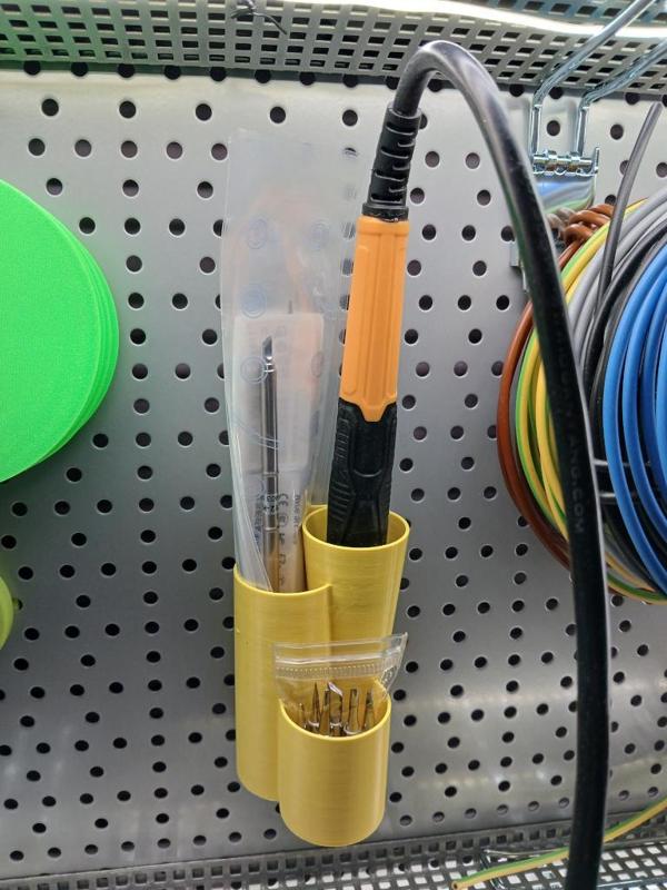 Soldering iron holder for Tego perforated wall