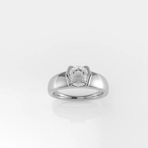 Petal Bezel Solitaire Ring - Signet -1 and half ct Round Diamond