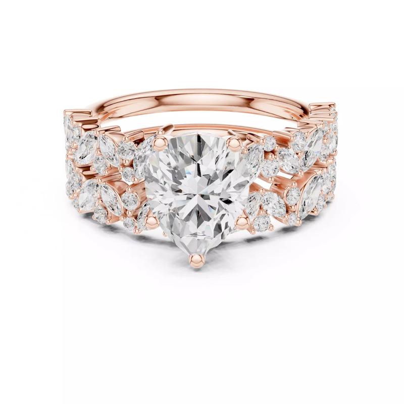 Pear Cut Diamond Half Eternity Wedding Ring Set 3DM STL Video