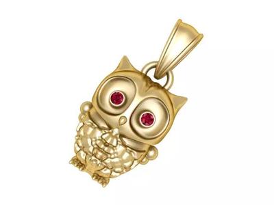 owl gold pendant 3d printable model