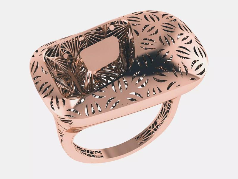 Wire Mesh Flower Plain gold ring