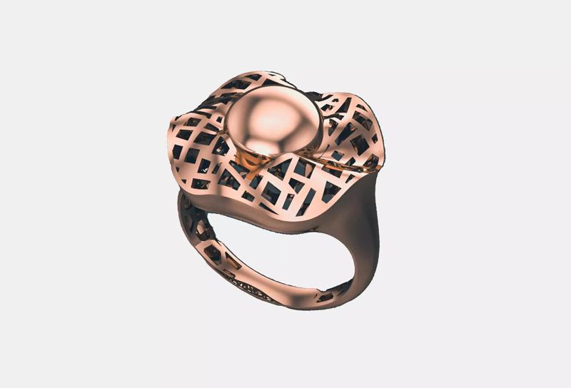 Ball Wire Mesh Plain gold ring