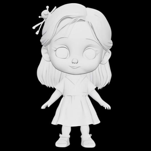 Chibi Girl in Kimono Style Dress