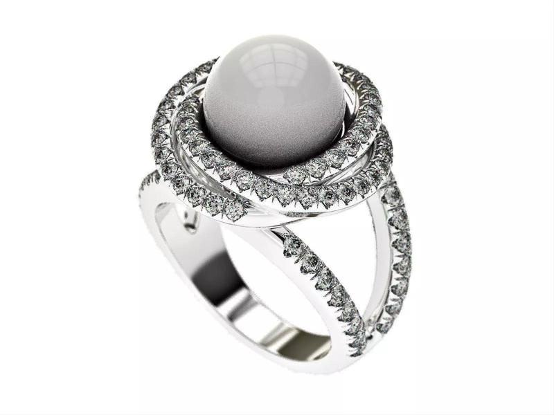 Pearl Engagement Ring 3d printable model  Unique Wedding Ring