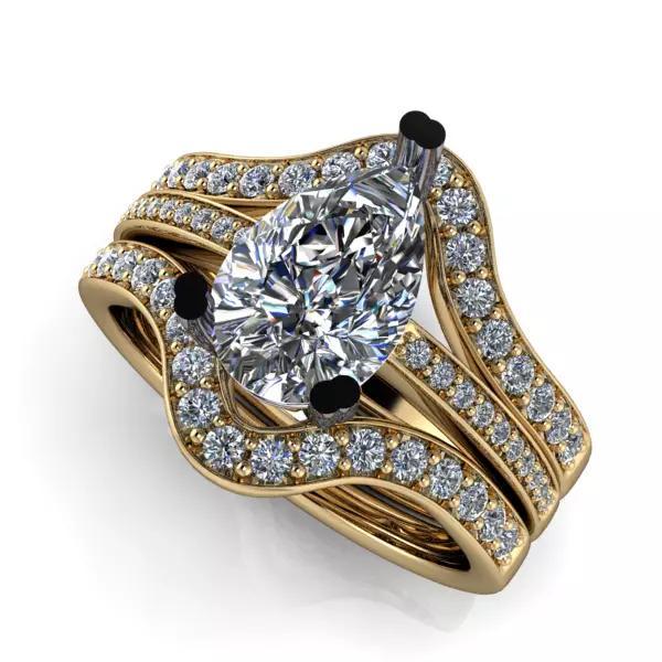 Pear Shaped Bridal set Wedding band ring
