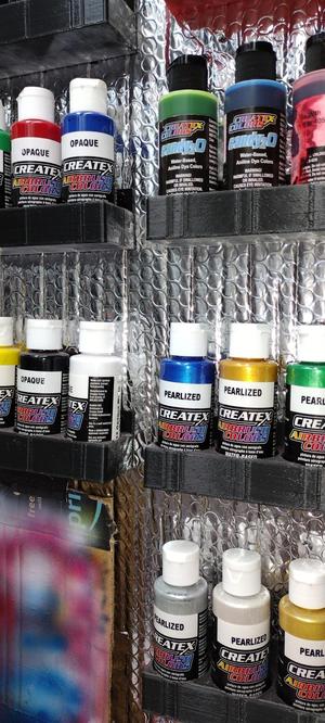 Airbrush paint shelf holder 3 two ounce bottles