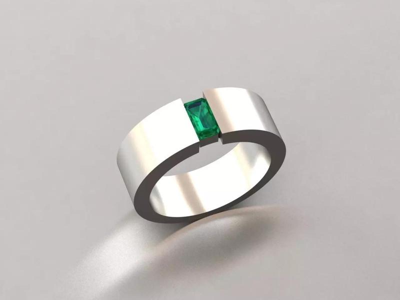 Men Ring Emerald Cut Stones
