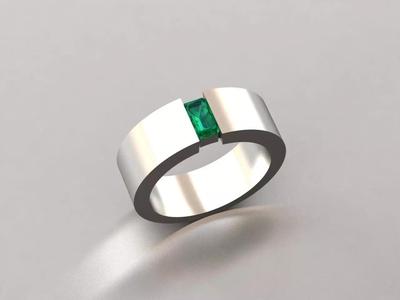 Men Ring Emerald Cut Stones