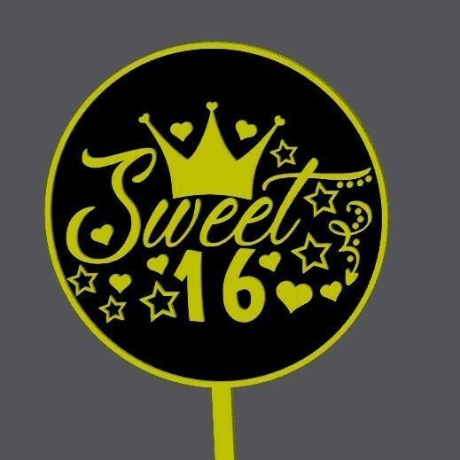 Cake Topper - Sweet 16 - Crown party