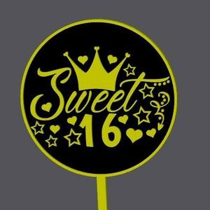Cake Topper - Sweet 16 - Crown party