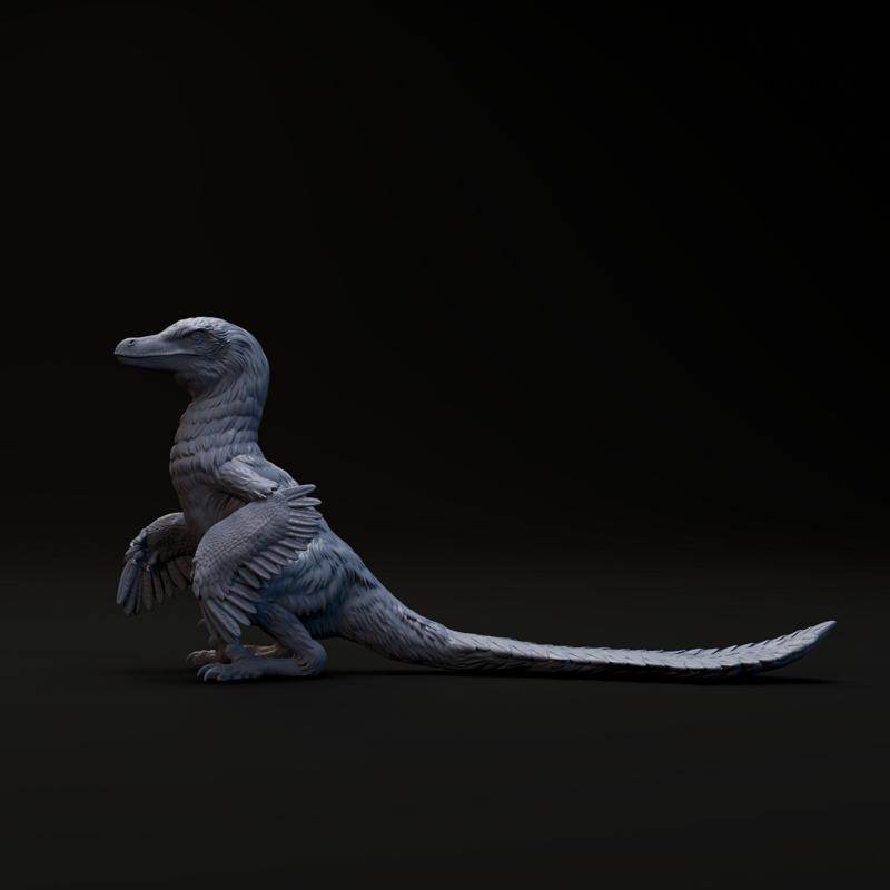 Velociraptor dinosaur sitting 1-20 scale pre-supported dinosaur