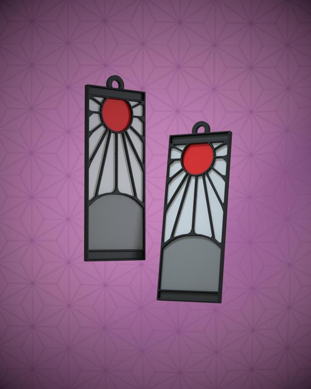 Tanjiro Kamado Hanafuda earrings, Demon Slayer earrings