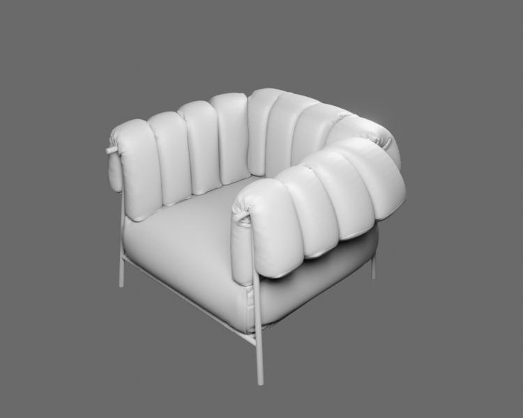 Tirella Armchair STL – Designer Chair Miniature 3D Model