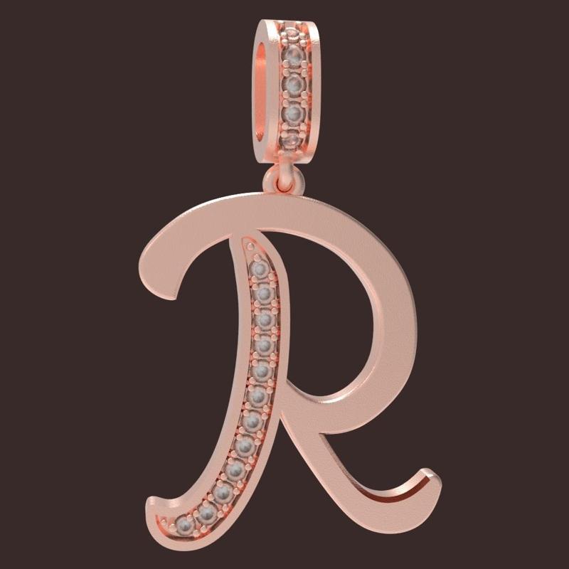 INITIAL "R" DIAMOND PENDANT