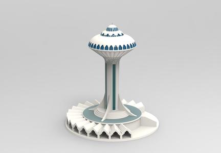 3D Design of the Khobar Water Tower- برج مياه الخبر بالمملكة العربية السعودية