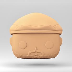 A male head in a Funko POP style. A bearded man in a hat. MH_5-8