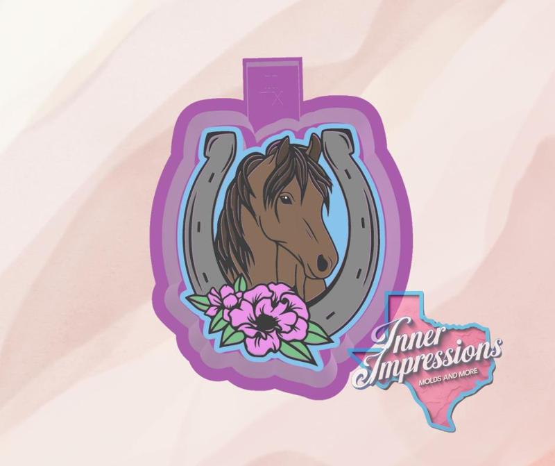 Horse in Horseshoe Western Freshie Mold