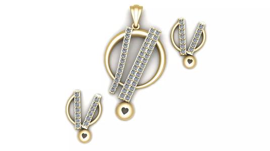 Women Fashion Daimond Pendant And earring 3d printable Model