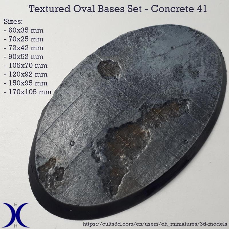 Oval Bases Set – Concrete 41 Texture (60–170MM) | Perfect For Tabletop Wargames & RPG's