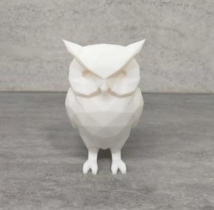 Eagle Owl - Majestic nocturnal bird of prey of the Low Poly style forests.