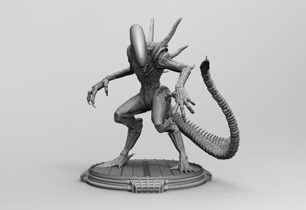 Alien Xenomorph 3D Print On Toxic Chamber Diorama 3D print model