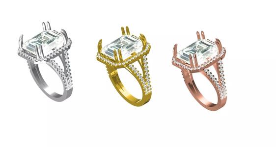 Emrald Cut Micro Pave Diamond Ring