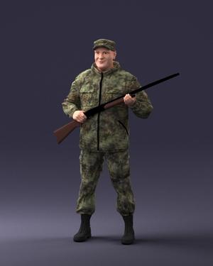 000255 Hunter in Camouflage with Rifle 0226