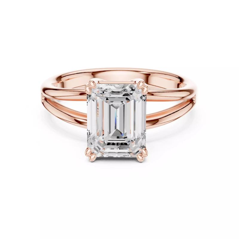 Solitaire Emerald Cut Split Shank Engagement Wedding Ring Video