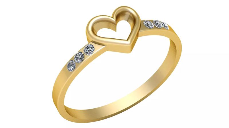 Solitaire Heart Diamond Ring 3d Printable Model
