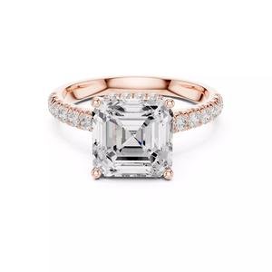 Asscher Cut Hidden Halo Pave Diamond Bridge Ring 3DM STL Video