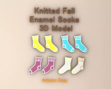 Cozy Autumn Knit Sock Enamel 3D Peintable Jewelry Model