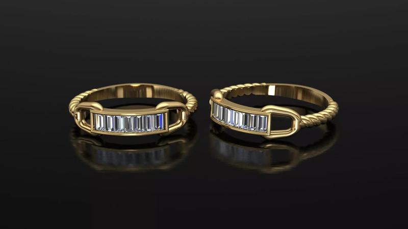 Baguette Cut Diamond Gold Ring
